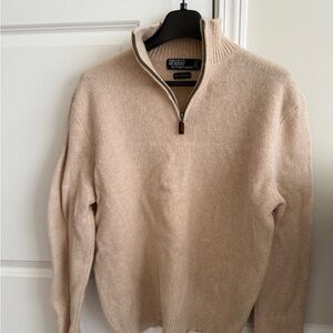 Ralph Lauren Men's Beige Zip-Up Sweater